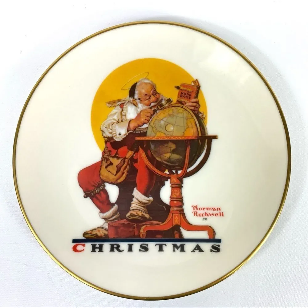 Norman Rockwell Planning Christmas Visits 1978 Annual Coll Gorham plate china